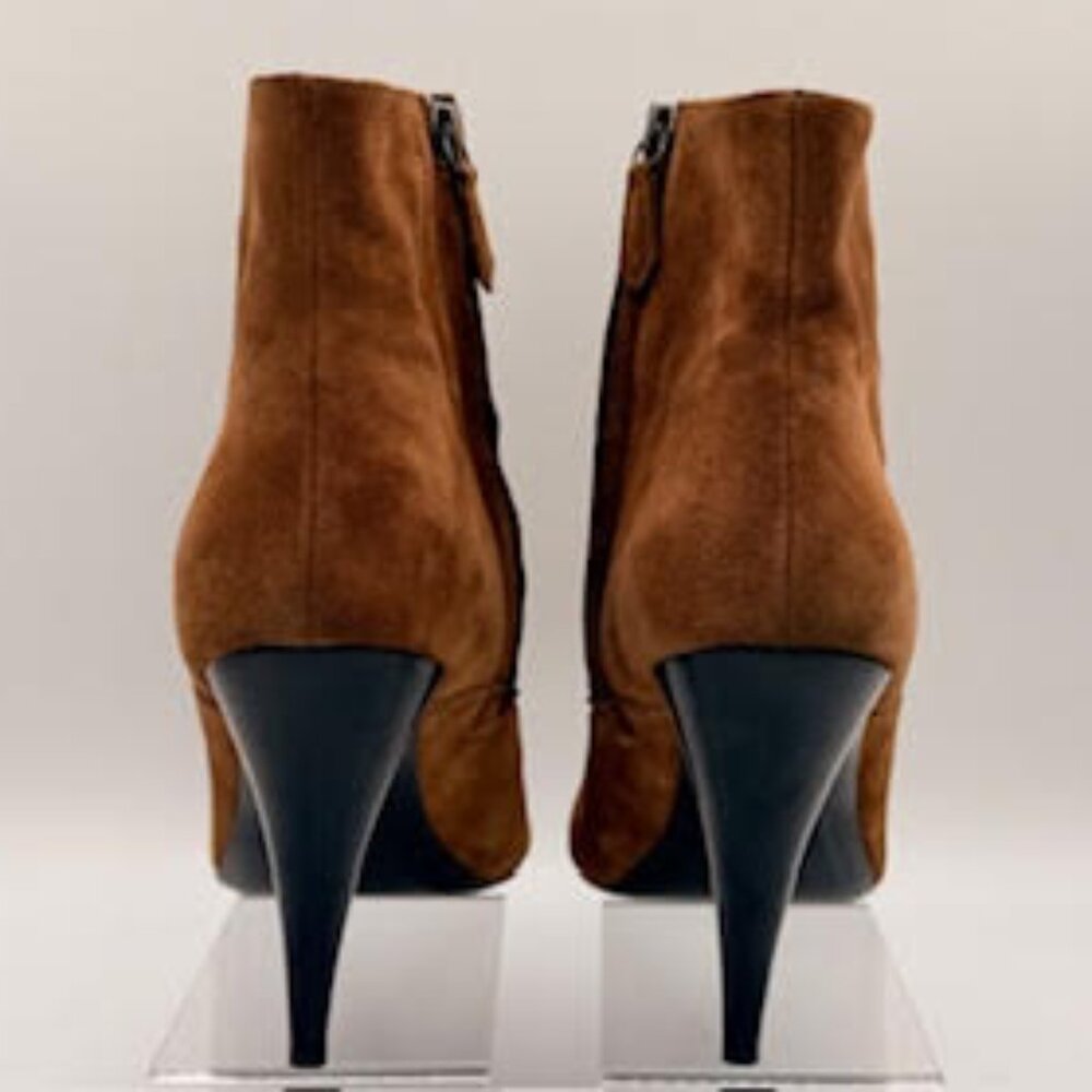 AllSaints Brown Suede Pointed Toe Stiletto Ankle Boots Western Chic 41 (10) - Picture 4 of 16